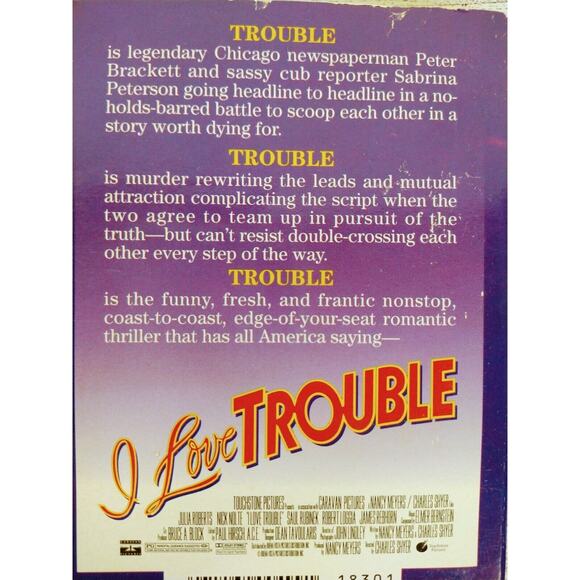 I Love Trouble (Movie Tie-In Cover) Peter Brackett - 1994 1st Printing PB Signet - Picture 3 of 11